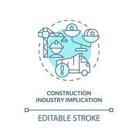 Construction industry implication turquoise concept icon. Supply chain disruption abstract idea thin line illustration. Isolated outline drawing. Editable stroke vector