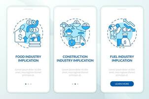 Key supply chain strategy blue onboarding mobile app screen. Business walkthrough 5 steps editable graphic instructions with linear concepts. UI, UX, GUI template vector