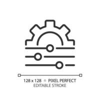 Adjustment pixel perfect linear icon. Personal changes. System regulation. Switch level. Customization and alignment. Thin line illustration. Contour symbol. Vector outline drawing. Editable stroke