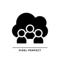 Community cloud black glyph icon. Share information between partners online. Public access to server. Silhouette symbol on white space. Solid pictogram. Vector isolated illustration