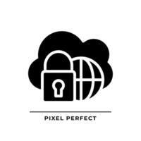 Hybrid cloud black glyph icon. Private and public server combination. Internet resources flexibility. Silhouette symbol on white space. Solid pictogram. Vector isolated illustration