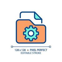 File management pixel perfect RGB color icon. Digital files browser. Folders organization. Computer system customization. Isolated vector illustration. Simple filled line drawing. Editable stroke