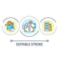 Employee wage growth loop concept icon. Corporate staff motivation. Financial motif abstract idea thin line illustration. Isolated outline drawing. Editable stroke vector