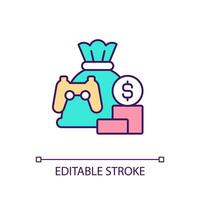 Gamification in investment segment RGB color icon. Have fun while making money. Digital technology of business. Isolated vector illustration. Simple filled line drawing. Editable stroke