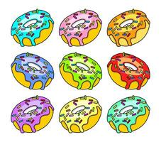 Collection of colorful donuts icon set vector