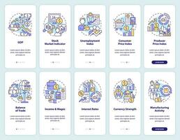 económico indicadores y ejemplos inducción móvil aplicación pantallas colocar. recorrido 5 5 pasos editable gráfico instrucciones con lineal conceptos. ui, ux, gui modelo vector