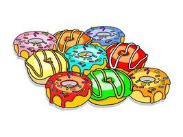 Collection of colorful donuts icon vector