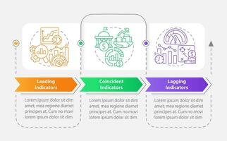 Economic indicators types rectangle infographic template. Analytics. Data visualization with 3 steps. Editable timeline info chart. Workflow layout with line icons vector