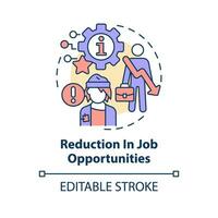 Reduction in job opportunities concept icon. ICT in business disadvantage abstract idea thin line illustration. Isolated outline drawing. Editable stroke vector