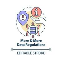 More and more data regulations concept icon. ICT in business disadvantage abstract idea thin line illustration. Isolated outline drawing. Editable stroke vector