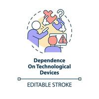 Dependence on technological devices concept icon. ICT in business disadvantage abstract idea thin line illustration. Isolated outline drawing. Editable stroke vector