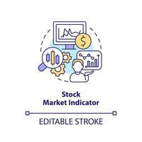 valores mercado indicador concepto icono. precios rebote. económico análisis llave resumen idea Delgado línea ilustración. aislado contorno dibujo. editable carrera vector