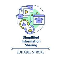 Simplified information sharing concept icon. ICT benefit in education abstract idea thin line illustration. Isolated outline drawing. Editable stroke vector