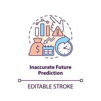 Inaccurate future prediction concept icon. Economic indicators disadvantage abstract idea thin line illustration. Isolated outline drawing. Editable stroke vector