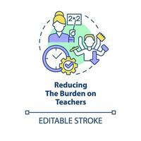 Reducing burden on teachers concept icon. ICT benefit in education abstract idea thin line illustration. Isolated outline drawing. Editable stroke vector