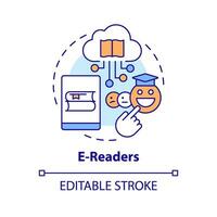 E readers concept icon. Devices for digital books. Educational application of ICT abstract idea thin line illustration. Isolated outline drawing. Editable stroke vector