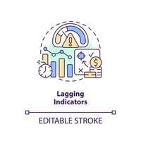 Lagging indicators concept icon. Type of economic analysis elements abstract idea thin line illustration. Isolated outline drawing. Editable stroke vector