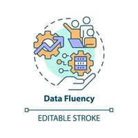 Data fluency concept icon. Improve workflow and activities. ICT literacy level abstract idea thin line illustration. Isolated outline drawing. Editable stroke vector