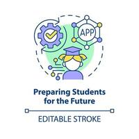 Preparing students for future concept icon. ICT benefit in education abstract idea thin line illustration. Isolated outline drawing. Editable stroke vector