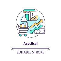 Acyclical concept icon. Independence from cycles. Attribute of economic indicators abstract idea thin line illustration. Isolated outline drawing. Editable stroke vector