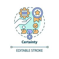Certainty concept icon. Perform data handling steps. ICT literacy level abstract idea thin line illustration. Isolated outline drawing. Editable stroke vector