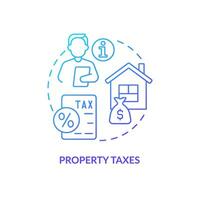 Property taxes blue gradient concept icon. Real estate. Home value. Convenient neighborhoods advantage abstract idea thin line illustration. Isolated outline drawing vector