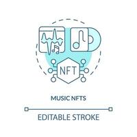 Music NFTs turquoise concept icon. Audio files monetization. Trend in virtual space abstract idea thin line illustration. Isolated outline drawing. Editable stroke vector