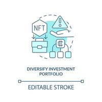 Diversify investment portfolio turquoise concept icon. Get profit. NFT benefit abstract idea thin line illustration. Isolated outline drawing. Editable stroke vector