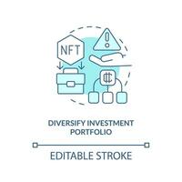 Diversify investment portfolio turquoise concept icon. Get profit. NFT benefit abstract idea thin line illustration. Isolated outline drawing. Editable stroke vector