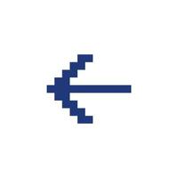 Leftwards arrow pixelated RGB color ui icon. Pressing left. Setting menu. Simplistic filled 8bit graphic element. Retro style design for arcade, video game art. Editable vector isolated image