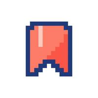 Add bookmark pixelated RGB color ui icon. Saving webpage. Reading list. Highlight. Simplistic filled 8bit graphic element. Retro style design for arcade, video game art. Editable vector isolated image