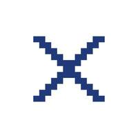 Cross mark pixelated RGB color ui icon. Delete action. Cancel button. Close. Simplistic filled 8bit graphic element. Retro style design for arcade, video game art. Editable vector isolated image