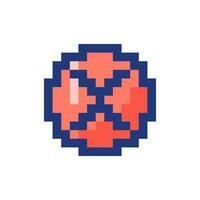 Delete button pixelated RGB color ui icon. Alert error. Cancel upload. Simplistic filled 8bit graphic element. Retro style design for arcade, video game art. Editable vector isolated image