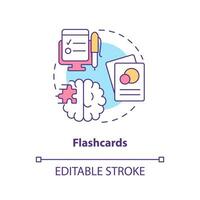 Learning flashcards concept icon. Visualize information. Memorization techniques abstract idea thin line illustration. Isolated outline drawing. Editable stroke vector
