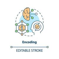 Encoding information in brain concept icon. Memorization process. Long-term memory abstract idea thin line illustration. Isolated outline drawing. Editable stroke vector