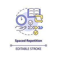 Space repetition concept icon. Learn new things trick. Store information in memories abstract idea thin line illustration. Isolated outline drawing. Editable stroke vector