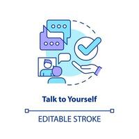 Speak information aloud concept icon. Effective memory technique. Boost memorization abstract idea thin line illustration. Isolated outline drawing. Editable stroke vector