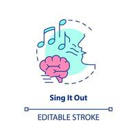 Singing out to memorize concept icon. Brain training. Auditory memory technique abstract idea thin line illustration. Isolated outline drawing. Editable stroke vector