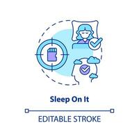 Sleep with new information concept icon. Improve memorization tip. Boost brain work abstract idea thin line illustration. Isolated outline drawing. Editable stroke vector