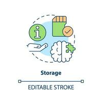 Keeping information in brain concept icon. Storage in psychology. Memorization abstract idea thin line illustration. Isolated outline drawing. Editable stroke vector