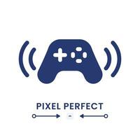 Gamepad black solid desktop icon. Game streaming. Wireless controller. Online gamer. Pixel perfect, outline 4px. Silhouette symbol on white space. Glyph pictogram. Isolated vector image