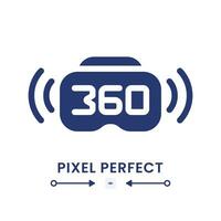 360 live streaming black solid desktop icon. Broadcast device. VR technology. Virtual reality. Pixel perfect, outline 4px. Silhouette symbol on white space. Glyph pictogram. Isolated vector image