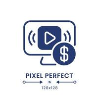 Streaming subscription plans black solid desktop icon. Premium content. Ad-free viewing. Pixel perfect 128x128, outline 4px. Silhouette symbol on white space. Glyph pictogram. Isolated vector image