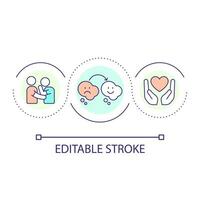 Giving emotional support loop concept icon. Change negative mental state. Psychotherapy abstract idea thin line illustration. Isolated outline drawing. Editable stroke vector