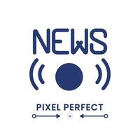 Live news black solid desktop icon. Online television. TV broadcasting. Streaming channel. Pixel perfect, outline 4px. Silhouette symbol on white space. Glyph pictogram. Isolated vector image