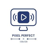 Live streaming black solid desktop icon. Internet video. Media player software. Pixel perfect 128x128, outline 4px. Silhouette symbol on white space. Glyph pictogram. Isolated vector image