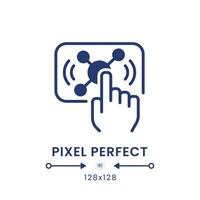 Interactive live streaming black solid desktop icon. Audience engagement. Online broadcast. Pixel perfect 128x128, outline 4px. Silhouette symbol on white space. Glyph pictogram. Isolated vector image