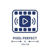 On-demand streaming black solid desktop icon. Subscription-based provider. Media service. Pixel perfect 128x128, outline 4px. Silhouette symbol on white space. Glyph pictogram. Isolated vector image