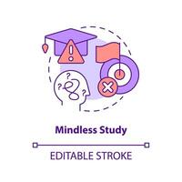 Mindless study concept icon. Understanding learned material. Ineffective memorize tip abstract idea thin line illustration. Isolated outline drawing. Editable stroke vector
