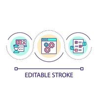 Internet studying loop concept icon. Learning video courses. Distance educations. Online testing abstract idea thin line illustration. Isolated outline drawing. Editable stroke vector